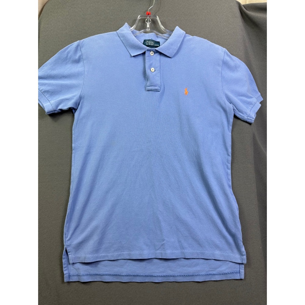 Polo Ralph Lauren Kids XL 18-20 Blue Short Sleeve Pique Polo Shirt Orange Pony